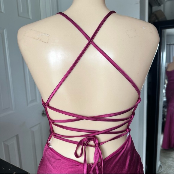 LULU’S INSPIRE ROMANCE SATIN COWL NECK LACE UP MAXI DRESS - Picture 11 of 16